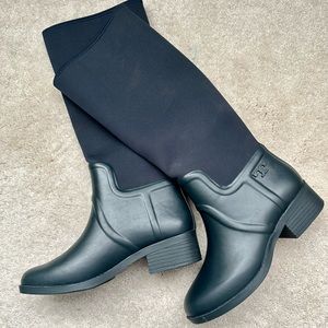 Tory Burch Navy April Tall Rain Boots